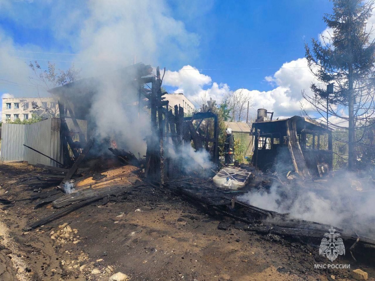 Сараи загорелись у заправки в Нижегородской области - фото 1