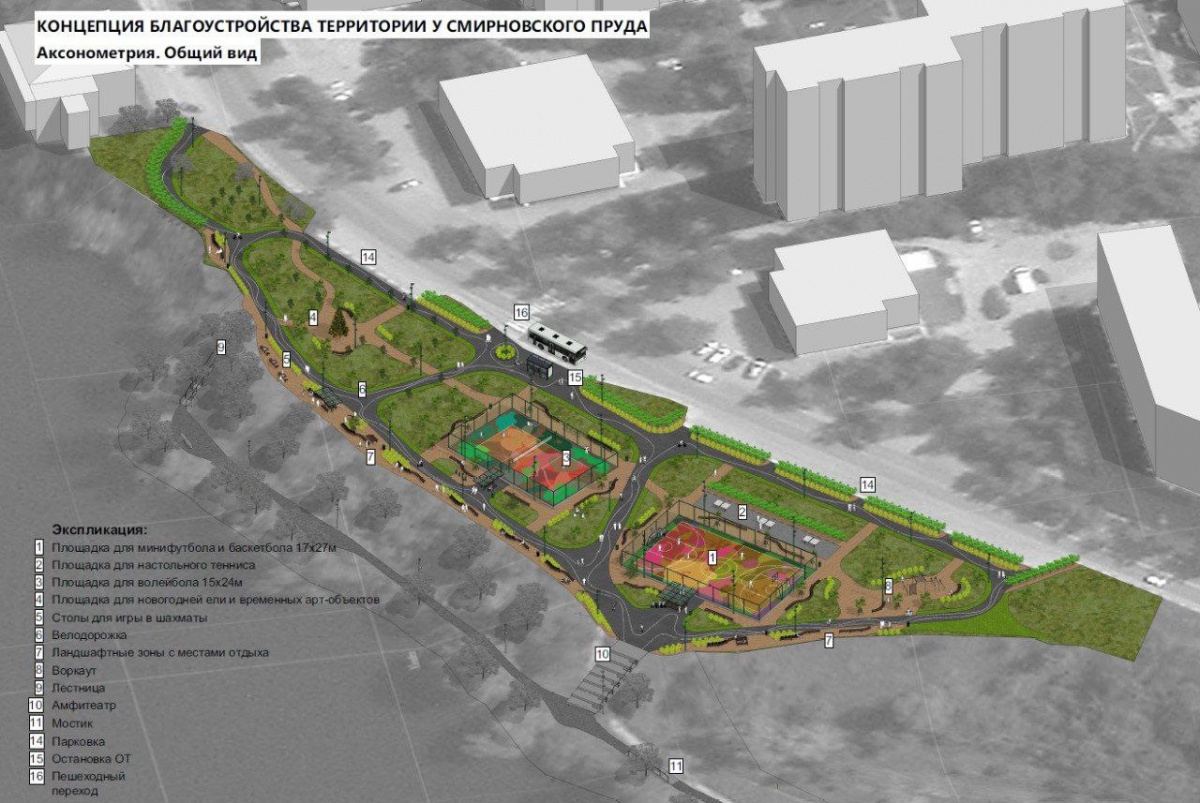 Опубликована концепция благоустройства территории у Смирновского пруда в  Арзамасе
