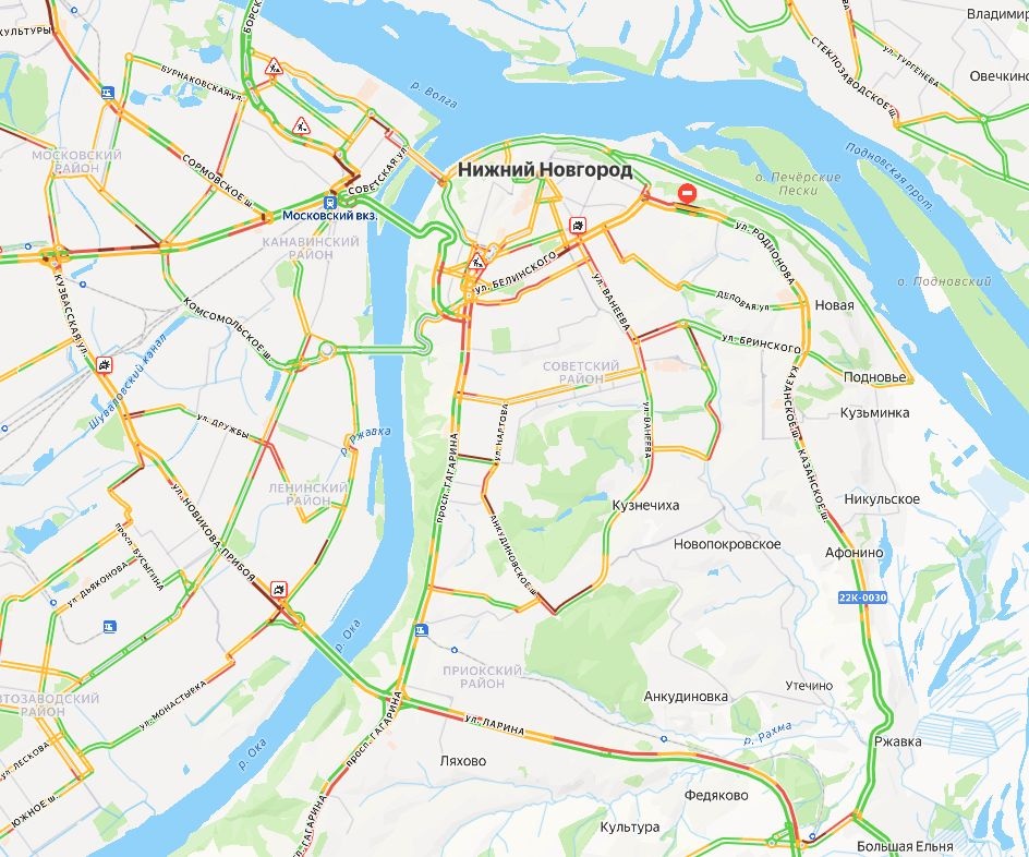 Нижний Новгород снова встал в огромных пробках утром 30 января - фото 1